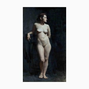 Marco Fariello, Klaudia Frontal Nude, Peinture à l'Huile Originale, 2021