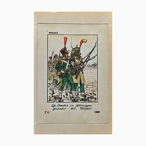 Herbert Knotel, Le Croates en Allemagne Grenadier 1813, Ink & Watercolor Drawing, 1940s