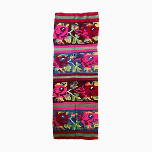 Romanian Handmade Floral Runner Rug with Bright Colours