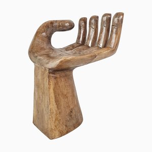 Silla en forma de mano de madera, años 70