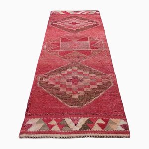 Türkischer Vintage Teppich in Dunkelrosa
