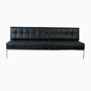 Mid-Century Black Leather Sofa Daybed by Johannes Spalt for Wittmann Austria