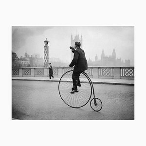 Fox Photos/Getty Images, Penny Farthing Bugle, 1932, Black & White Photograph