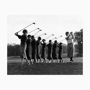 Reg Speller/Fox Photos/Getty Images, Golf Lesson, 1937, Black & White Photograph