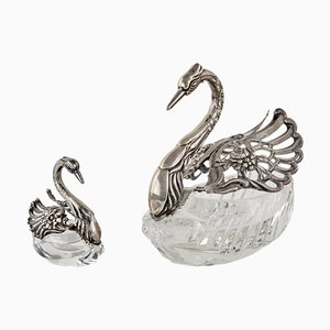 Bonbonnières Cygnes Vintage en Argent, Set de 2