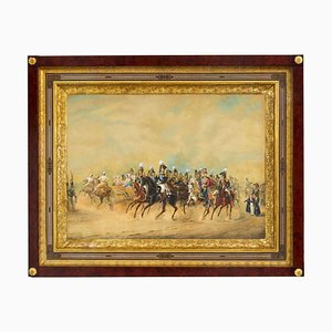 Franz Krueger, Emperador Nicolás I con séquito después de 1847 Parade, siglo XIX, Acuarela