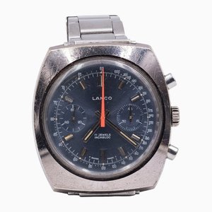 Vintage Lanco Manual Chronograph in Metal with Blue Dial, 1970s