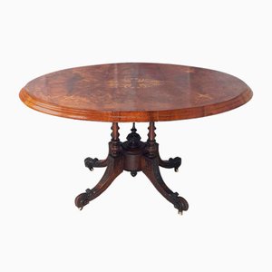 Vintage Hardwood Table with Inlay