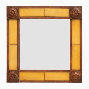 Miroir Artisanal en Bois et Carreaux, Espagne, 20ème Siècle