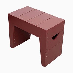 Modern Red Lacquered Rational Wood Stool by Dom Hans
