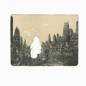 Nicolas de Crécy, Un Fantôme Sur La Ville, 2017, Litografía