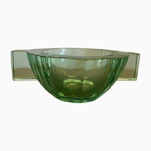 Large Art Deco Green Bowl by Daum