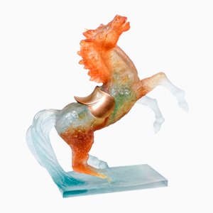 French Glass Sculpture Model Cheval Tempete, 1999