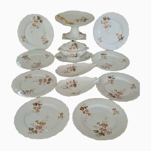 Antique French Hand Painted Limoges Service for Dessert, Set of 12