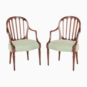 Hepplewhite Mahogany Arm Chairs, 1900s, Set of 2