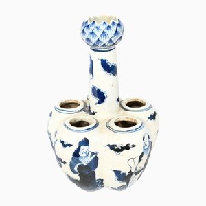 Jarrón Nanking de porcelana china azul y blanca vintage