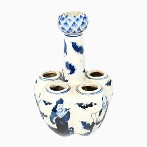 Vase Crocus Nanking Vintage en Porcelaine Bleue et Blanche, Chine