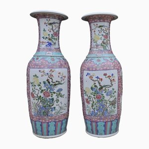 Large Chinese Qianlong Porcelain Vases, Set of 2