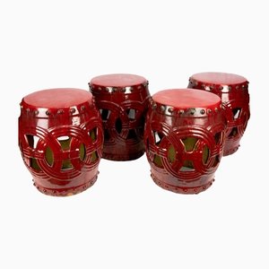 Chinesische Glasierte Hocker aus Porzellan, 4er Set