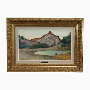 Charles Perron, Country Scene, 20th-Century, Oil on Canvas, Framed