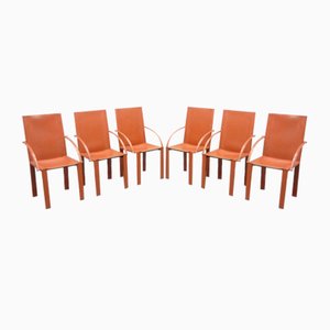 Leather Dining Chairs by Carlo Bartoli for Matteo Grassi, 1980s, Set of 6
