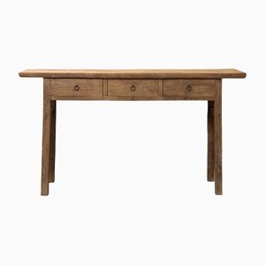 Three Drawer Natural Elm Console