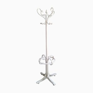 Art Nouveau Bent Beech & White Lacquered Coat Rack in Thonet style