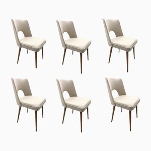 Beige Wool Shell Dining Chairs by Lesniewski, 1960s, Set of 6