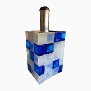 Blue & Ice Frost Murano Glass Table Lamp by Albano Poli for Poliarte, 1970s