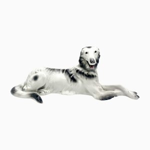 Porcelain Figurine Greyhound Russian Borzoj from Bogucice, 1960s