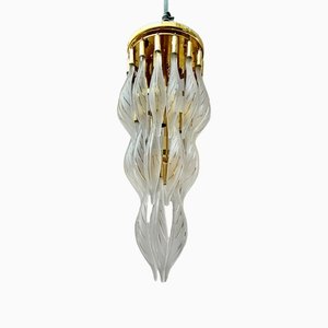 Glass Ice Frost Pendant by Franco Luce, 1980s