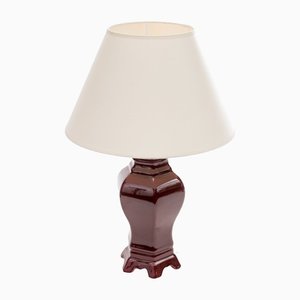 Lampada da tavolo in maiolica marrone