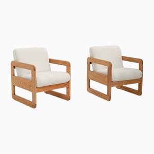 Armchairs in Oak and Wool from Thonet, Set of 2