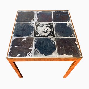 Table d'Appoint en Céramique et Bois par Jens Thirslund pour Herman a Kähler Ceramic, Danemark, 1960s
