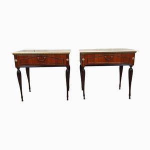 Bedside Tables with Marble Top, 1950s, Set of 2