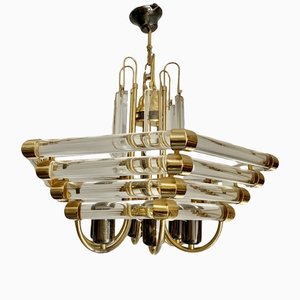 Gilt Gold Glass Chandelier from Venini, 1980s