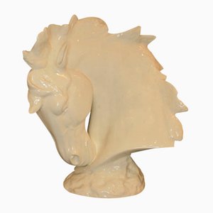 Ceramic Horse Head Sculpture, 1960s, Italy
