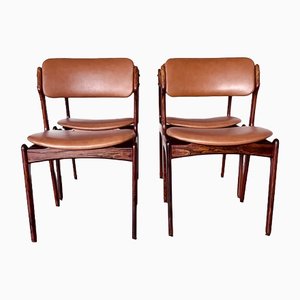 OD49 Chairs in Rosewood and Leather by Erik Buch, Set of 4
