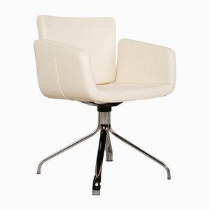 Cream Leather Swivel Chair from Wk Wohnen