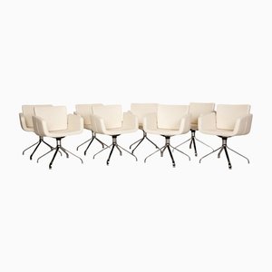Cream Leather Swivel Chair from Wk Wohnen, Set of 8