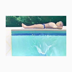 Ilia Balavadze, Blue Pool, 2021, olio su tela