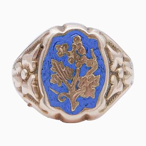 12 Karat Enamel Rose Gold Ring