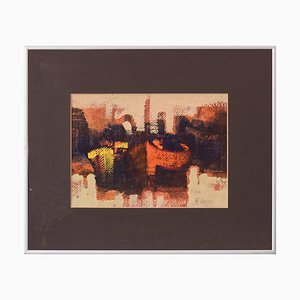Felipe Persico, Barcos abstractos, siglo XX, óleo a bordo, enmarcado