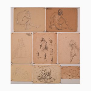Bocetos figurativos, siglo XIX, Lápiz sobre papel, Juego de 8
