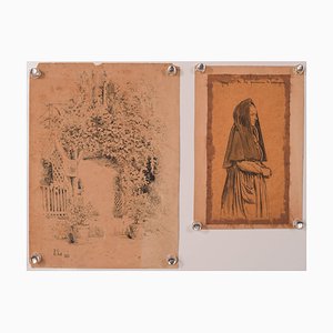 H. Scott, Figurative Drawings, 19th-Century, Pencil on Paper, Set of 2