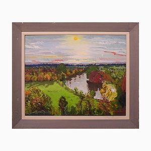 Jackson, Richmond Terrace, Autumn Sunset, 20th Century, Oil on Board, Framed