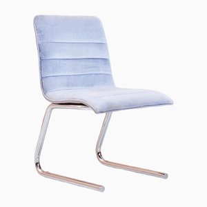 Silla auxiliar Cantilever Mid-Century de cromo y terciopelo, años 60