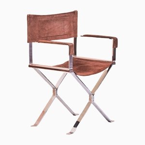 Chrome and Suede Directors Chair by Alessandro Albrizzi