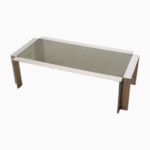 Chromed Steel Coffee Table by Francois Monnet, 1970s