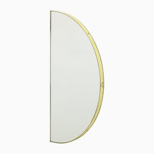 Halbmondförmiger silberfarbener Luna ™ Spiegel von Alguacil & Perkoff Ltd mit Rahmen aus gebürstetem Messing